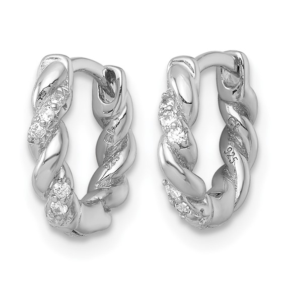 Sterling Silver CZ Hoop Earrings