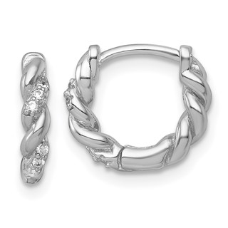 Sterling Silver CZ Hoop Earrings