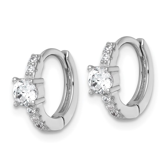 Sterling Silver CZ Hoop Earrings
