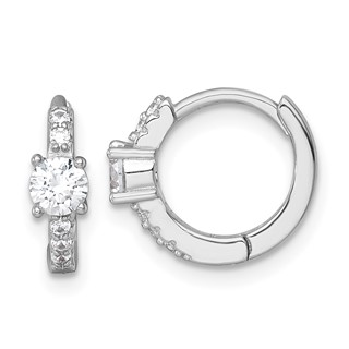 Sterling Silver CZ Hoop Earrings