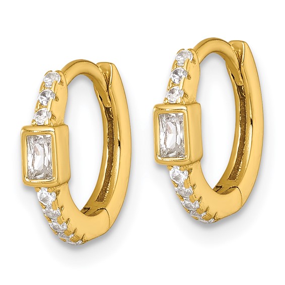 Sterling Silver CZ Hoop Earrings