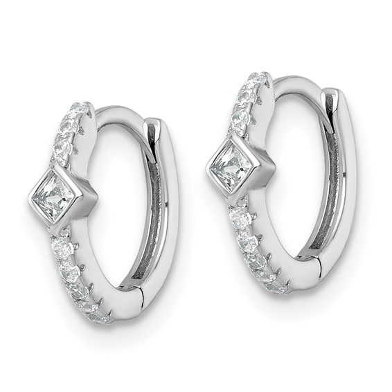 Sterling Silver CZ Hoop Earrings