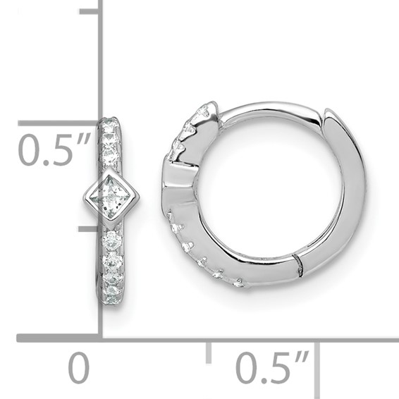 Sterling Silver CZ Hoop Earrings