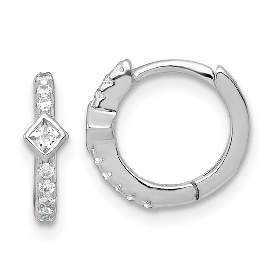Sterling Silver CZ Hoop Earrings
