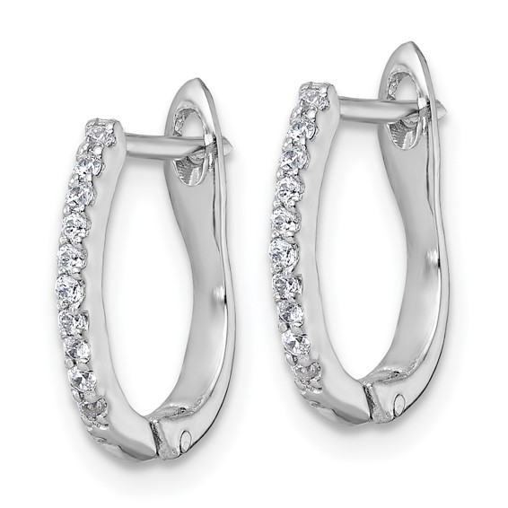 Sterling Silver CZ Hinged Hoop Earrings