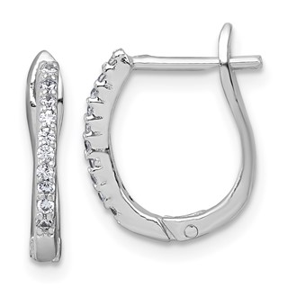 Sterling Silver CZ Hinged Hoop Earrings