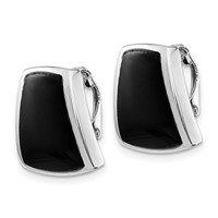 Sterling Silver Rhodium-plated Polished Onyx Non-Pierced Earrings view 2
