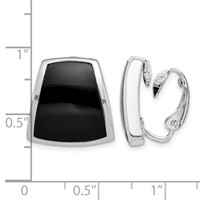 Sterling Silver Rhodium-plated Polished Onyx Non-Pierced Earrings view 4