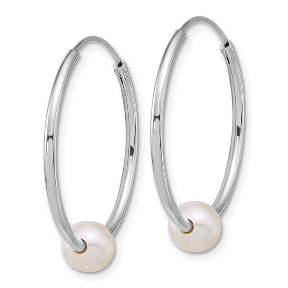 Sterling Silver FWC Pearl Hoop Earrings