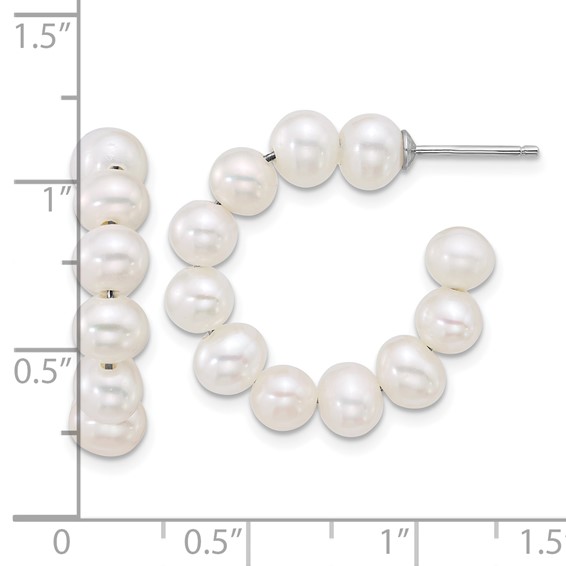 Sterling Silver FWC Pearl C-Hoop Earrings