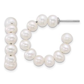 Sterling Silver FWC Pearl C-Hoop Earrings