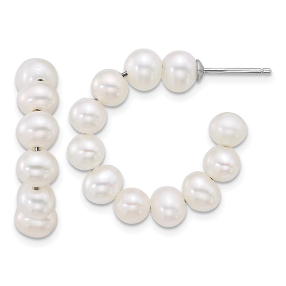 Sterling Silver FWC Pearl C-Hoop Earrings