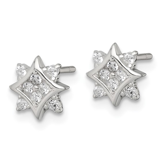 Sterling Silver Polished CZ Star Post Earrings