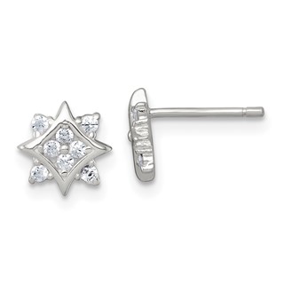 Sterling Silver Polished CZ Star Post Earrings