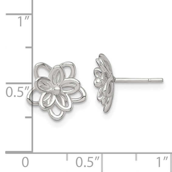 Sterling Silver Polished Flower Post Earrings