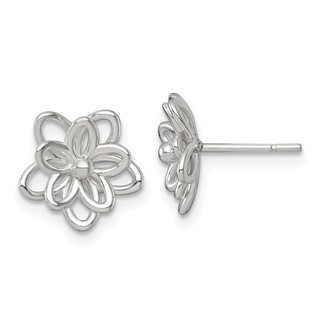 Sterling Silver Polished Flower Post Earrings