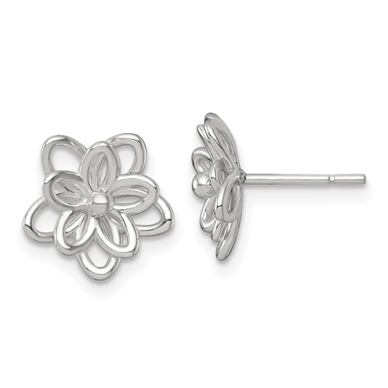 Sterling Silver Polished Flower Post Earrings