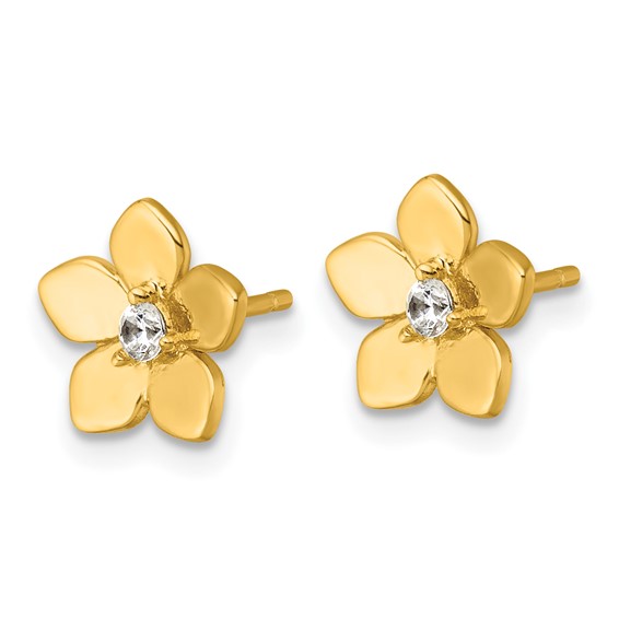 Sterling Silver CZ Flower Post Earrings