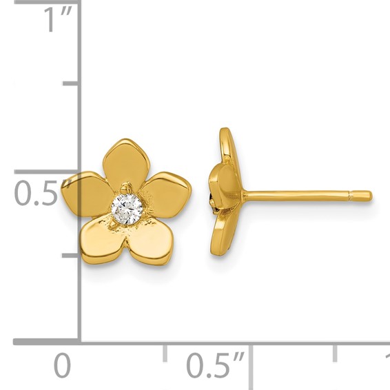 Sterling Silver CZ Flower Post Earrings