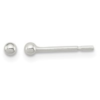 Sterling Silver Polished 2mm Ball Earrings view 1