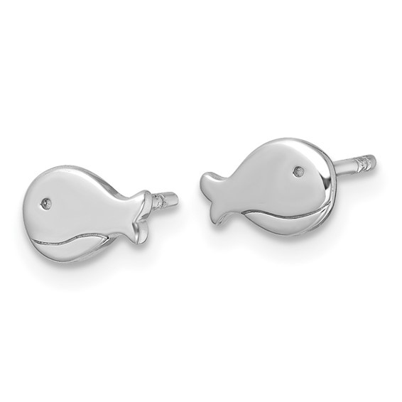 Sterling Silver Rhodium-plated Polished Whale Post Earrings