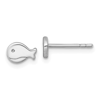 Sterling Silver Rhodium-plated Polished Whale Post Earrings