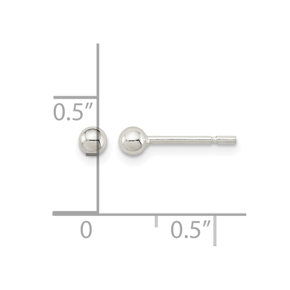Sterling Silver Polished 3mm Ball Earrings (QE1830)