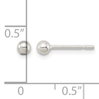 Sterling Silver Polished 3mm Ball Earrings view 4