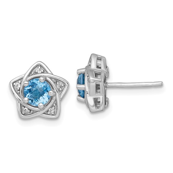 Sterling Silver Gemstone Star Earring