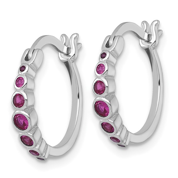 Sterling Silver Gemstone Hoop Earring