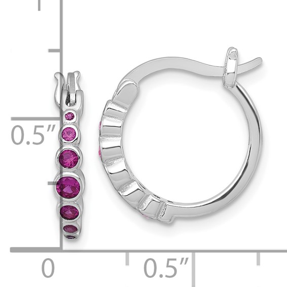 Sterling Silver Gemstone Hoop Earring