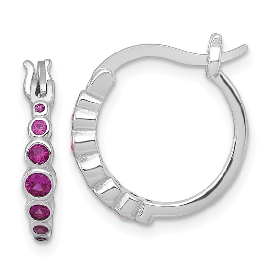 Sterling Silver Gemstone Hoop Earring