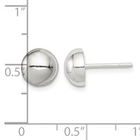 Sterling Silver Polished 8mm Button Earrings view 4