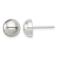 Sterling Silver Polished 8mm Button Earrings view 1