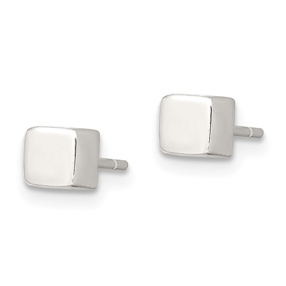 Sterling Silver Square Cube Post Earrings