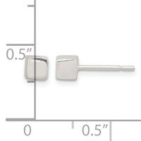 Sterling Silver Polished 4mm Square Cube Earrings view 4