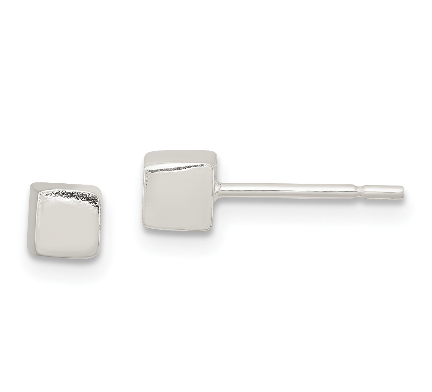 Sterling Silver Polished 4mm Square Cube Earrings (QE1837)