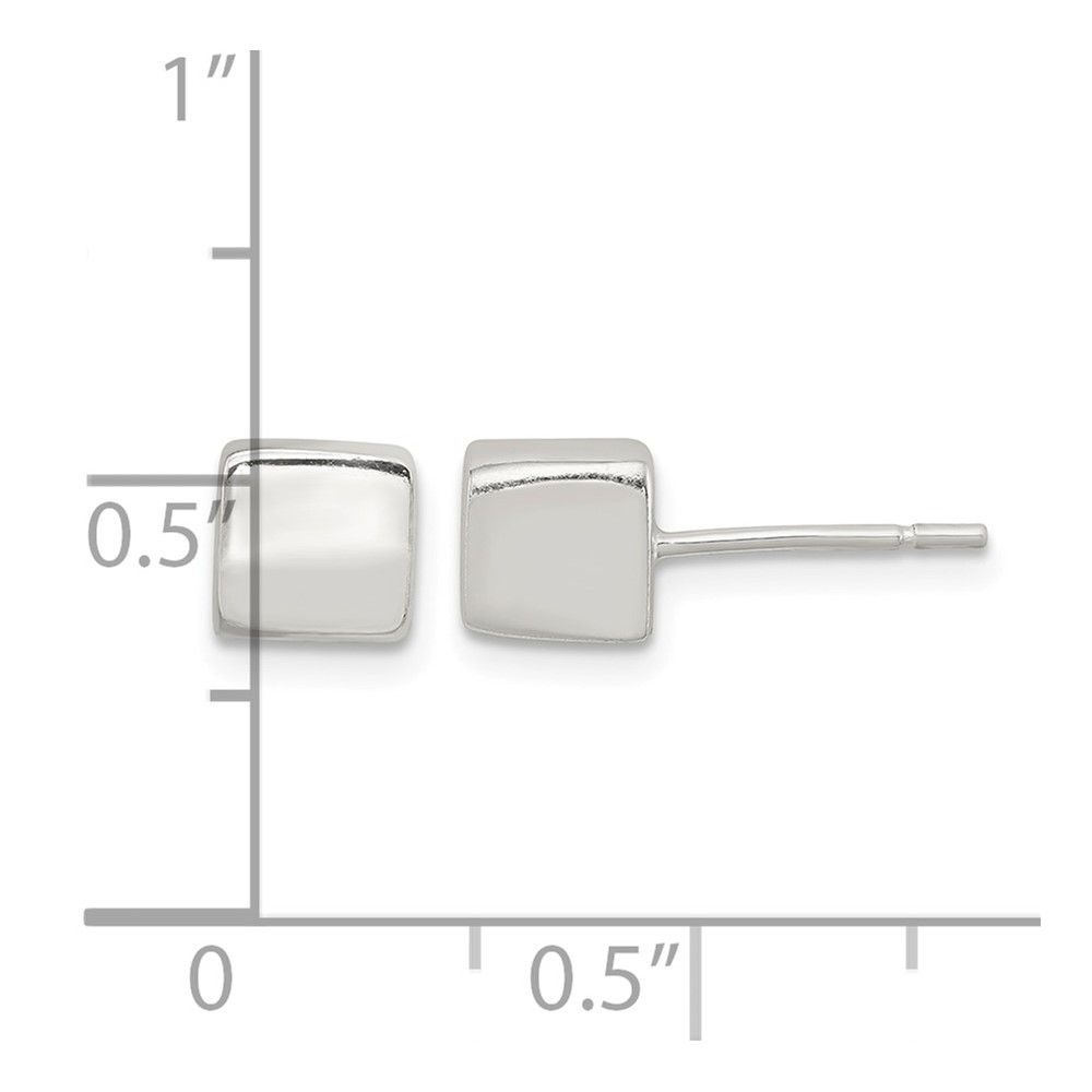 Sterling Silver Polished 6mm Square Cube Earrings (QE1838)