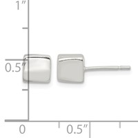 Sterling Silver Polished 6mm Square Cube Earrings view 4