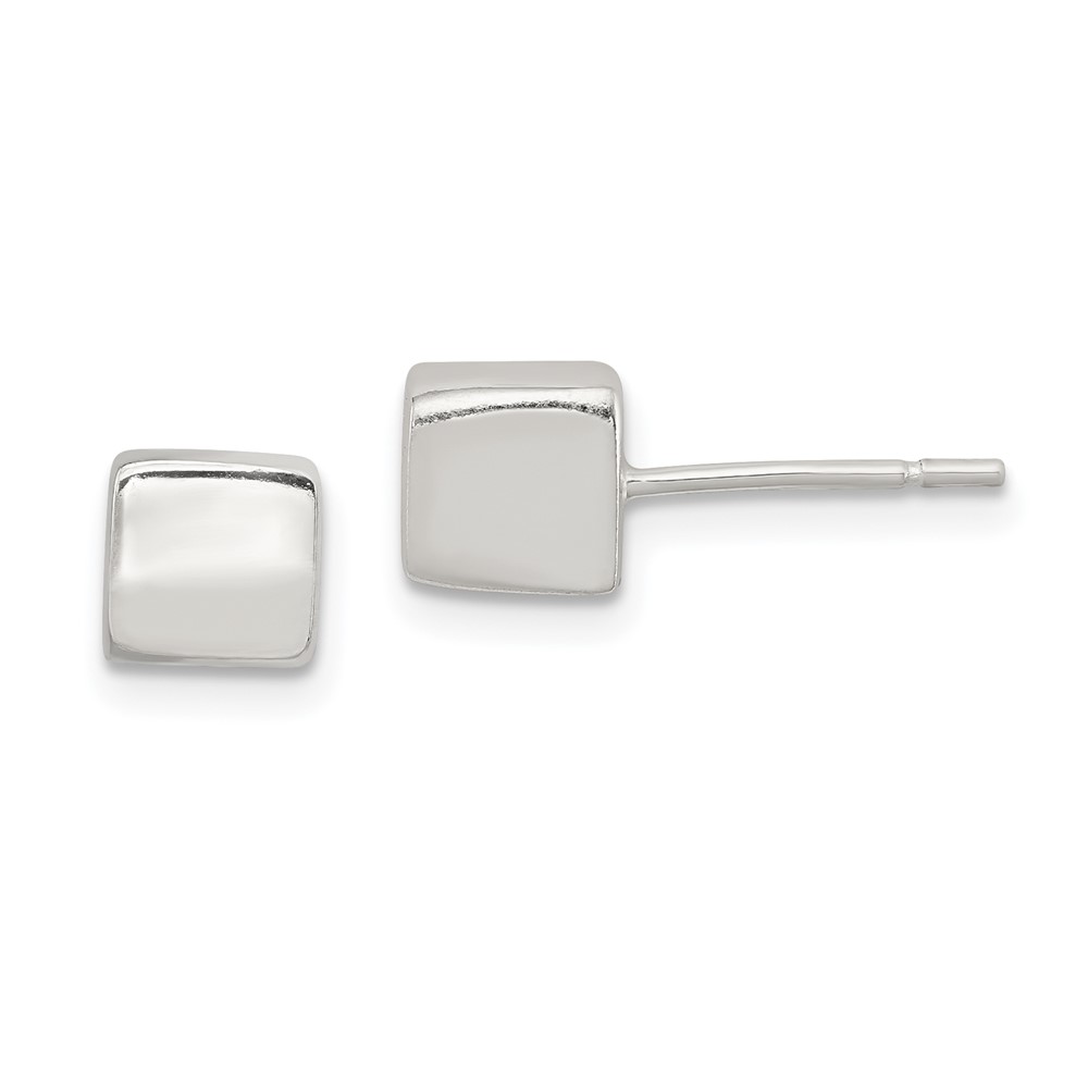 Sterling Silver Polished 6mm Square Cube Earrings (QE1838)