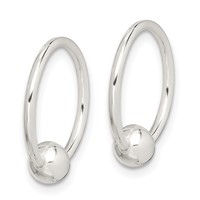Sterling Silver Bead Endless Hoop Earrings view 2