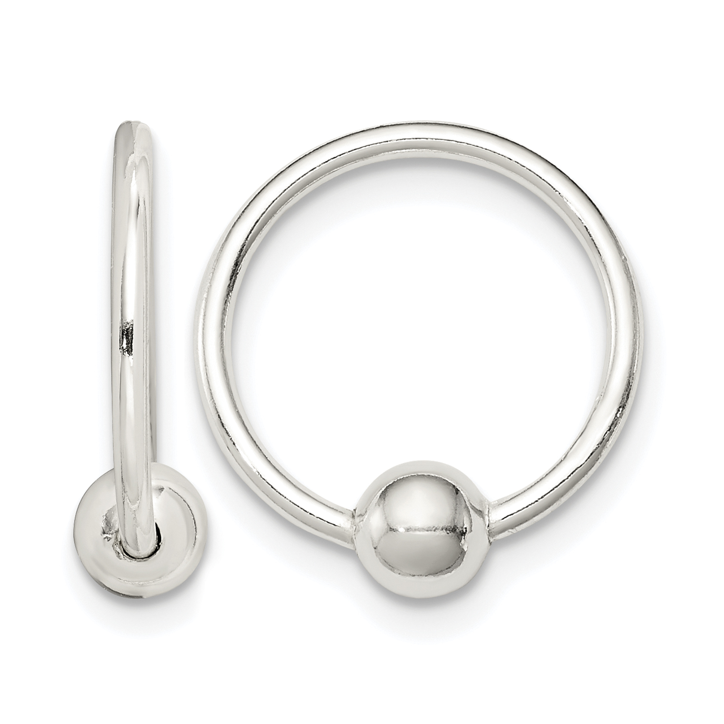 Sterling Silver Bead Endless Hoop Earrings (QE1855)