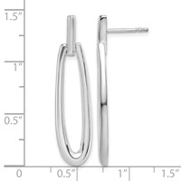 Sterling Silver Rhodium-plated Fancy Elongated Oval Post Dangle Earrings view 4