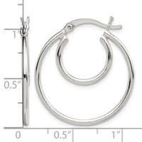 Sterling Silver Polished 2mm Double Hoop Earrings view 4