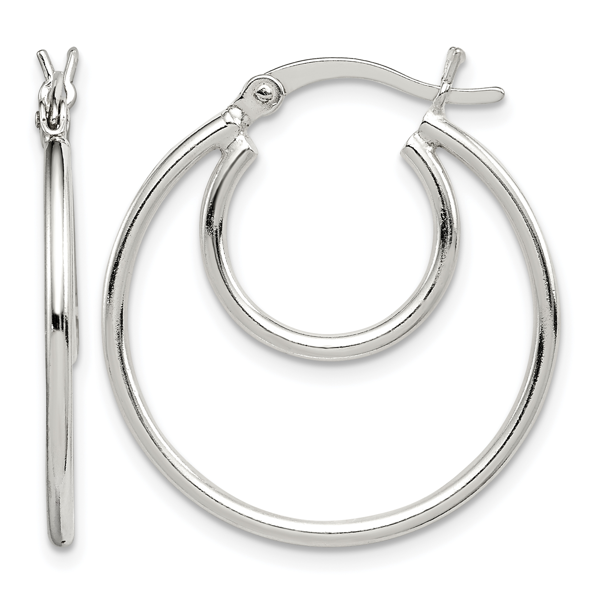 Sterling Silver Polished 2mm Double Hoop Earrings (QE1963)