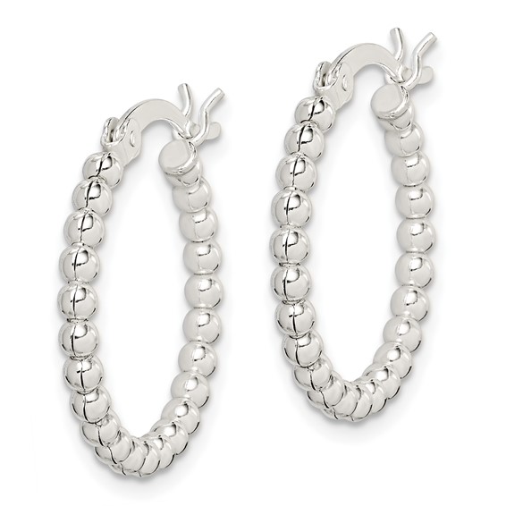 Sterling Silver Beaded Hoop Earrings