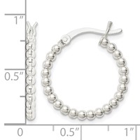 Sterling Silver Polished Beaded 2mm Hoop Earrings view 4