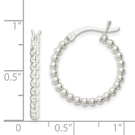 Sterling Silver Beaded Hoop Earrings