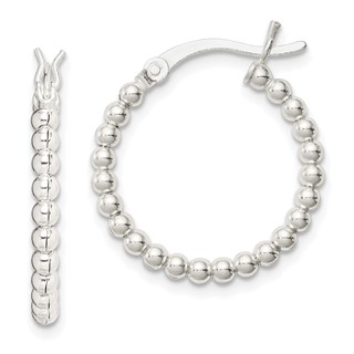 Sterling Silver Beaded Hoop Earrings