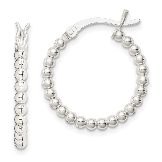 Sterling Silver Beaded Hoop Earrings